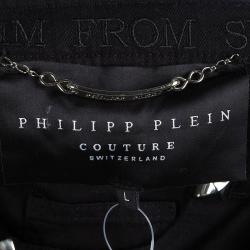 Philipp Plein Couture Black Denim Studded Straight Fit Jeans L