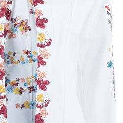 Pre Owned Philipp Plein Couture White Floral Embroidered Denim Jacket S