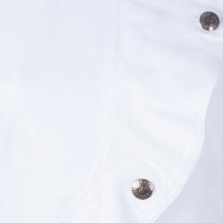 Pre Owned Philipp Plein White Peplum Denim Jacket M