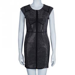 Pre Owned Philipp Plein Black Studded Short Sleeve Dress M