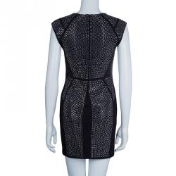 Pre Owned Philipp Plein Black Studded Short Sleeve Dress M