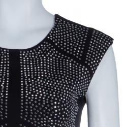 Pre Owned Philipp Plein Black Studded Short Sleeve Dress M