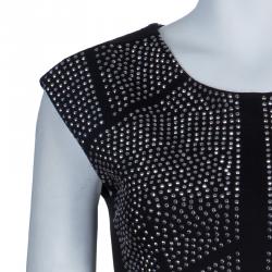 Pre Owned Philipp Plein Black Studded Short Sleeve Dress M