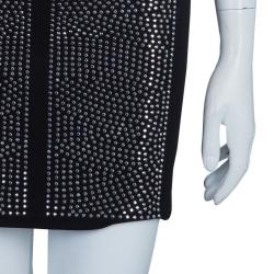 Pre Owned Philipp Plein Black Studded Short Sleeve Dress M