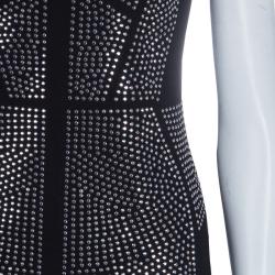 Pre Owned Philipp Plein Black Studded Short Sleeve Dress M