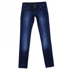 Philipp Plein Indigo Dark Wash Denim Distressed Skull Studded Skinny Jeans S