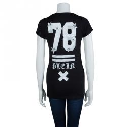 Philipp Plein Couture Black Jersey Disney Print Embellished T-Shirt XS