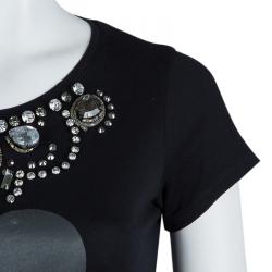 Philipp Plein Couture Black Jersey Disney Print Embellished T-Shirt XS