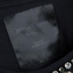 Philipp Plein Couture Black Jersey Disney Print Embellished T-Shirt XS