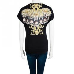 Pre Owned Philipp Plein Couture Black Tiger Printed T Shirt XS