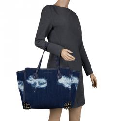 Pre Owned Philipp Plein Blue Denim Skully Shopper Tote