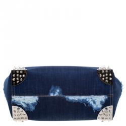 Pre Owned Philipp Plein Blue Denim Skully Shopper Tote