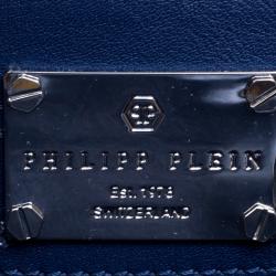 Pre Owned Philipp Plein Blue Denim Skully Shopper Tote