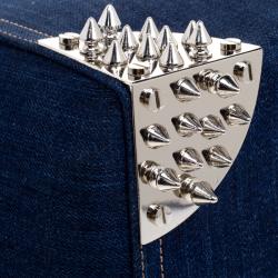 Pre Owned Philipp Plein Blue Denim Skully Shopper Tote