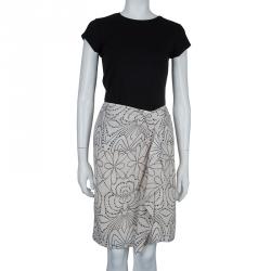 Pre Owned تنورة فيلوسوفي دي البيرتا فيريتي حرير كريمي مطبوع مزينة بكشكشة M