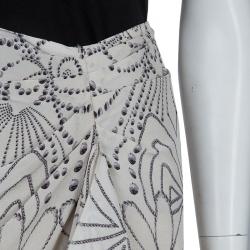 Pre Owned تنورة فيلوسوفي دي البيرتا فيريتي حرير كريمي مطبوع مزينة بكشكشة M