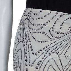 Pre Owned تنورة فيلوسوفي دي البيرتا فيريتي حرير كريمي مطبوع مزينة بكشكشة M