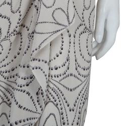 Pre Owned تنورة فيلوسوفي دي البيرتا فيريتي حرير كريمي مطبوع مزينة بكشكشة M