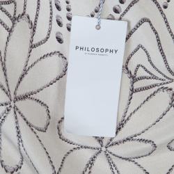 Pre Owned تنورة فيلوسوفي دي البيرتا فيريتي حرير كريمي مطبوع مزينة بكشكشة M