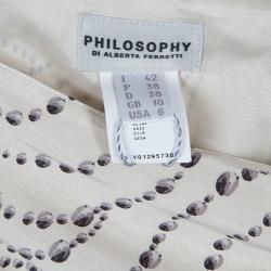 Pre Owned تنورة فيلوسوفي دي البيرتا فيريتي حرير كريمي مطبوع مزينة بكشكشة M