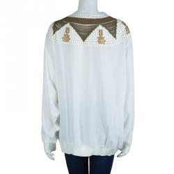 Pre Owned بلوزة فيلوسوفي دي البيرتا فيريتي برقبة مستديرة مزخرفة أكمام طويلة M