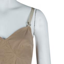 Pre Owned Philosophy Di Alberta Ferretti Beige Tulle Trim Sleeveless Top M