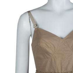 Pre Owned Philosophy Di Alberta Ferretti Beige Tulle Trim Sleeveless Top M