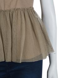 Pre Owned Philosophy Di Alberta Ferretti Beige Tulle Trim Sleeveless Top M
