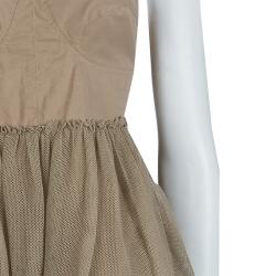 Pre Owned Philosophy Di Alberta Ferretti Beige Tulle Trim Sleeveless Top M