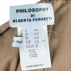 Pre Owned Philosophy Di Alberta Ferretti Beige Tulle Trim Sleeveless Top M