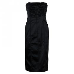Pre Owned Philosophy di Alberta Ferretti Black Strapless Satin Dress M
