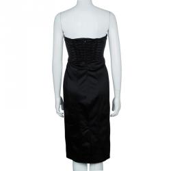 Pre Owned Philosophy di Alberta Ferretti Black Strapless Satin Dress M