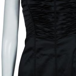 Pre Owned Philosophy di Alberta Ferretti Black Strapless Satin Dress M