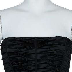 Pre Owned Philosophy di Alberta Ferretti Black Strapless Satin Dress M