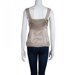 Pre Owned Philosophy Di Alberta Ferretti Beige Silk Lace Detail Sleeveless Top S