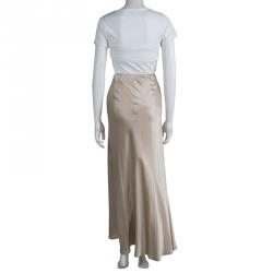 Philosophy Di Alberta Ferretti Beige Satin Maxi Skirt M