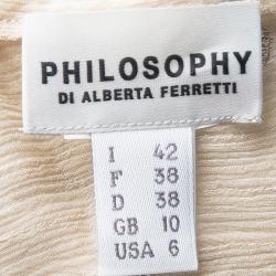 Philosophy Di Alberta Feretti Beige Embroidery Detail Sleeveless Sheer Top M