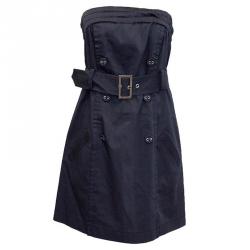 Philosophy Di Alberta Ferretti Navy Blue Strapless Belted Dress M