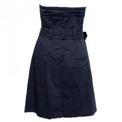 Philosophy Di Alberta Ferretti Navy Blue Strapless Belted Dress M