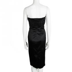 Pre Owned Philosophy di Alberta Ferretti Black Strapless Satin Dress M
