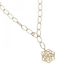 Pre Owned Piaget Rose Diamond Yellow Gold Long Oval Chain Necklace