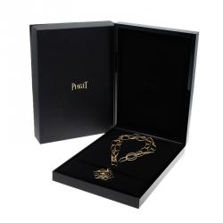 Pre Owned Piaget Rose Diamond Yellow Gold Long Oval Chain Necklace