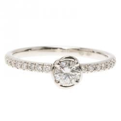 Pre Owned Piaget Rose 0.30ct Solitaire Diamond Platinum Ring Size 51