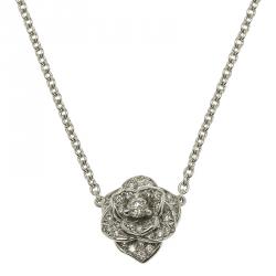Pre Owned Piaget Rose Pendant Diamond & 18K White Gold Necklace
