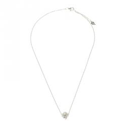Pre Owned Piaget Rose Pendant Diamond & 18K White Gold Necklace