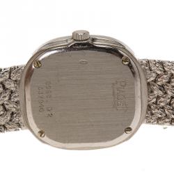 Piaget Diamond Sapphire Studded 18K White Gold Mesh Bracelet Vintage Women's Wristwatch 22MM