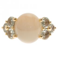 Pomellato Luna Moonstone and Aquamarine Rose Gold Ring Size 52