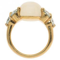 Pomellato Luna Moonstone and Aquamarine Rose Gold Ring Size 52