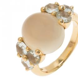 Pomellato Luna Moonstone and Aquamarine Rose Gold Ring Size 52