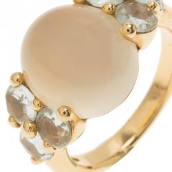 Pomellato Luna Moonstone and Aquamarine Rose Gold Ring Size 52